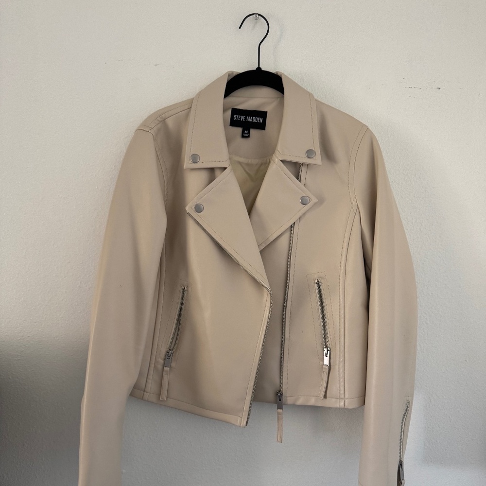 Steve Madden Cream Leather Jacket